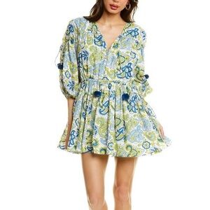 NEW $380 Ash & Eden Nari Pom Pom Mini Cotton Dress